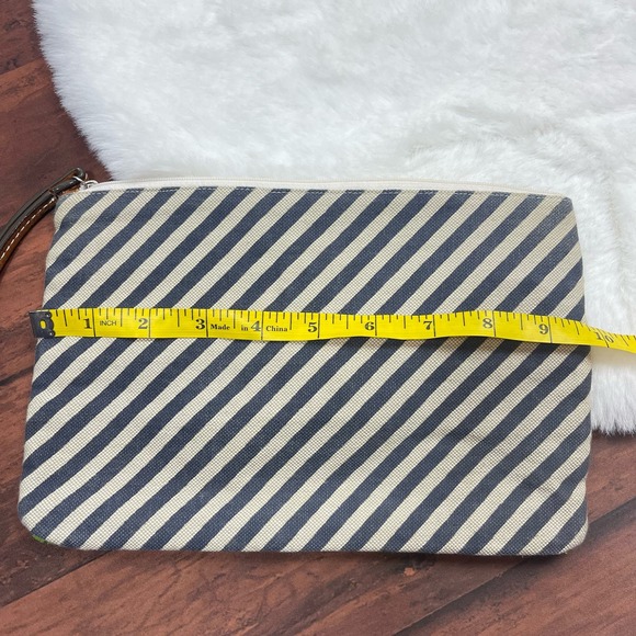 LIVE LOVE LOFT ANN TAYLOR LOFT BEADED STRIPED CLUTCH WRISTLET ZIPPER BAG NEON - Picture 6 of 7